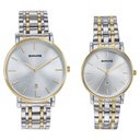 Sonata Wedding Edit Quartz Analog with Date Silver Dial Stainless Steel Strap Watch For Pair