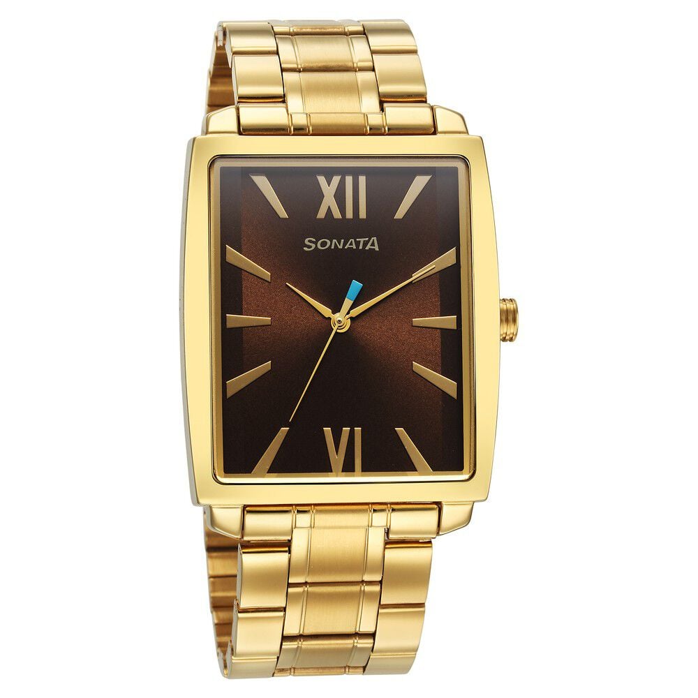 [7143ym02] Sonata Utsav Brown Dial Watch for Men