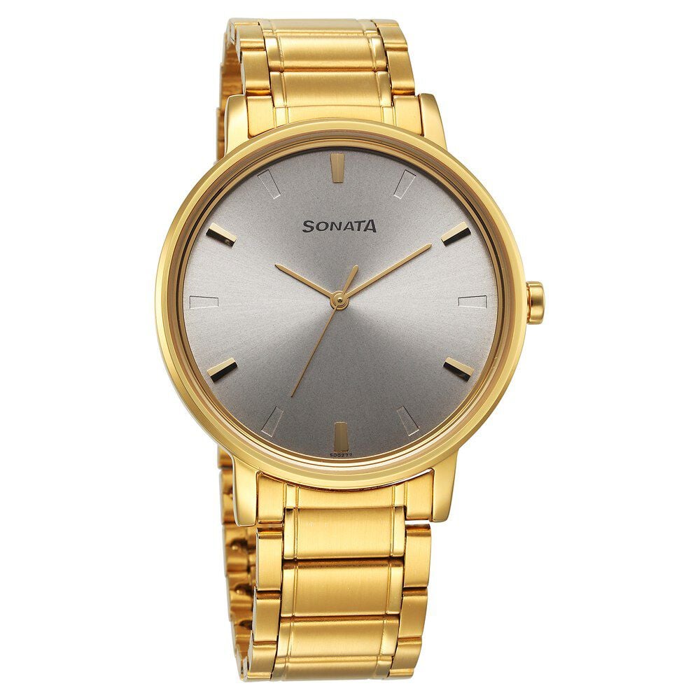 [7131ym02] Sonata Utsav Quartz Analog Silver Dial Stainless Steel Strap Watch for Men