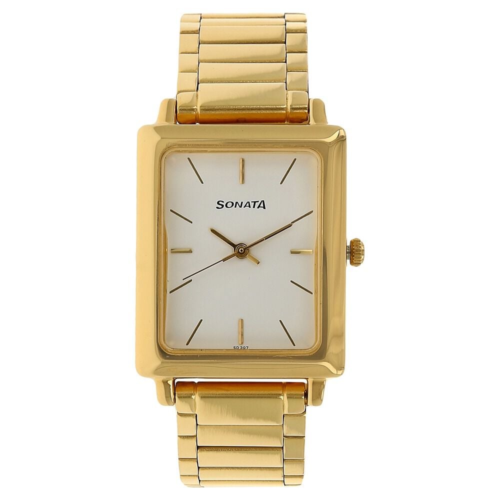Sonata Quartz Analog White Dial Stainless Steel Strap Watch for Men