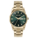 Sonata Quartz Analog with Day and Date Green Dial Golden Stainless Steel Strap Watch For Men