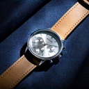Sonata Quartz Multifunction Silver Dial Brown Leather Strap Watch For Men