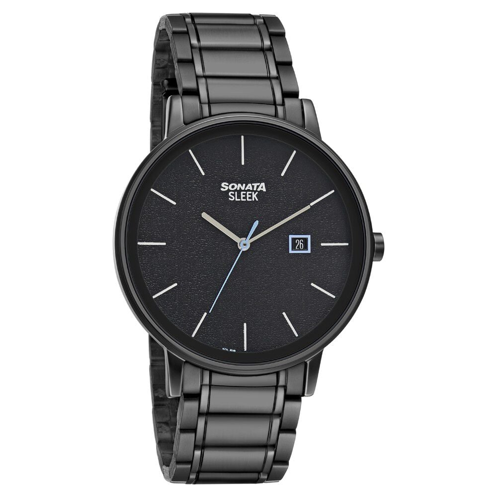 [7131NM02] Sonata Quartz Analog with Date Stainless Steel Strap Watch for Men