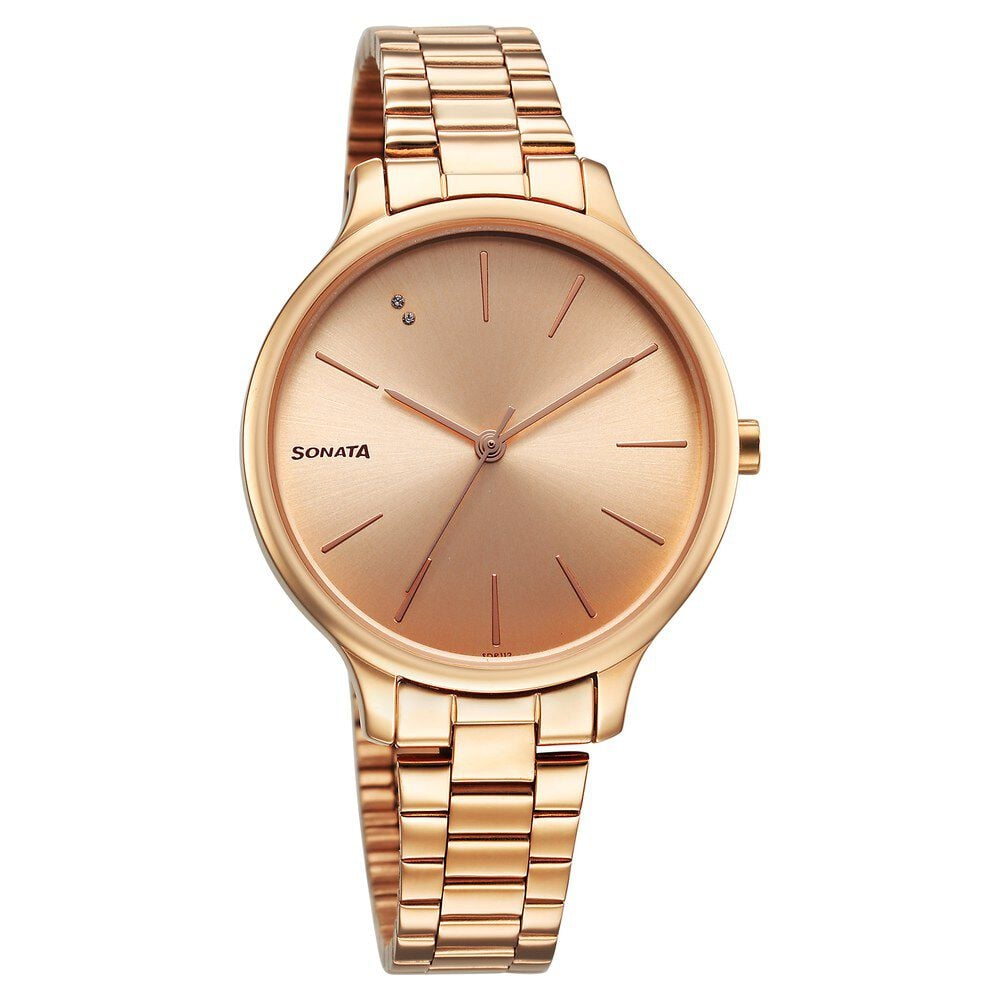 Sonata Blush Quartz Analog Rose Gold dial Stainless Steel Strap Watch for Women