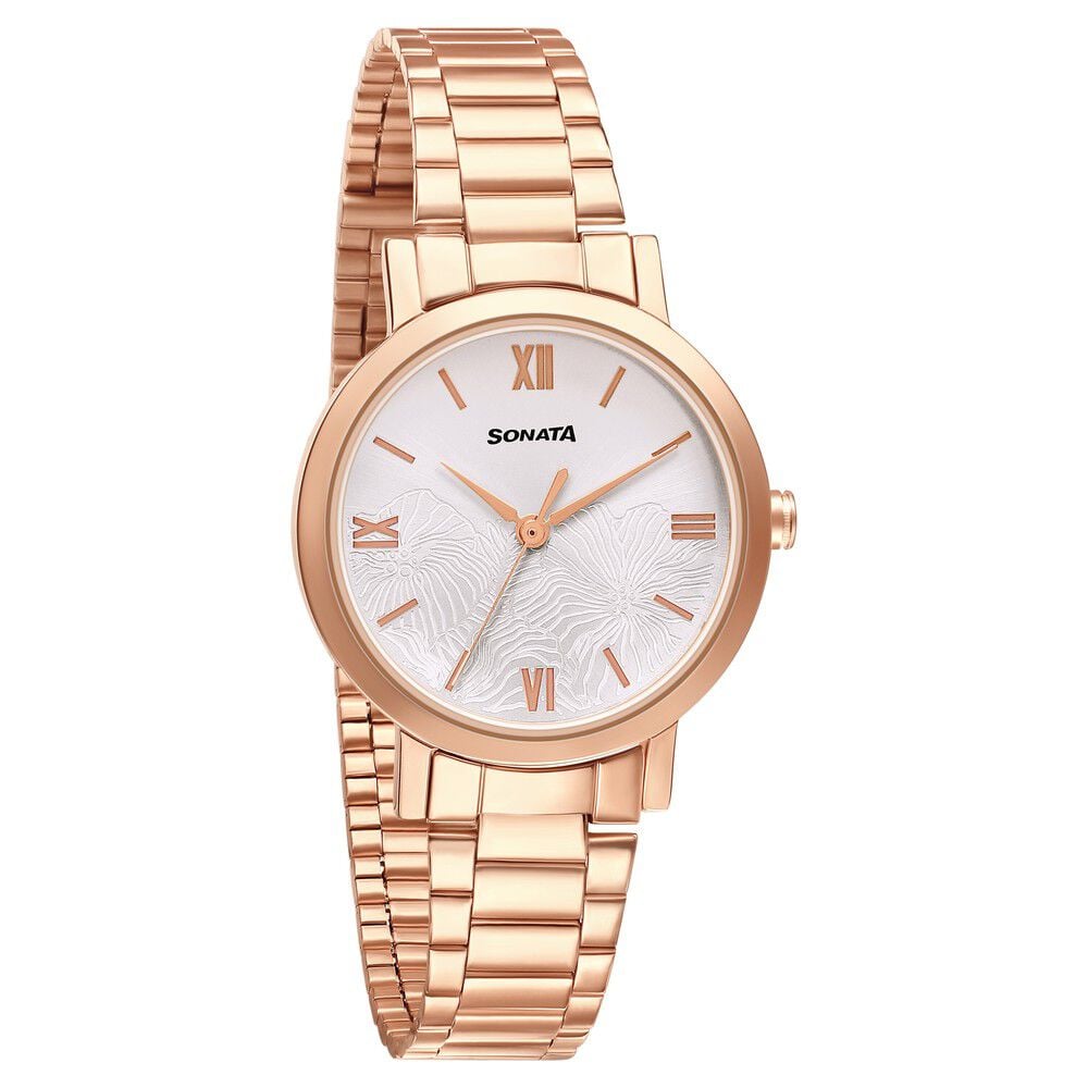 [8174wm01] Sonata Linnea Silver Dial Women Watch With Stainless Steel Strap