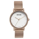 Sonata Quartz Analog White Dial Rose Gold Stainless Steel Strap Watch For Women