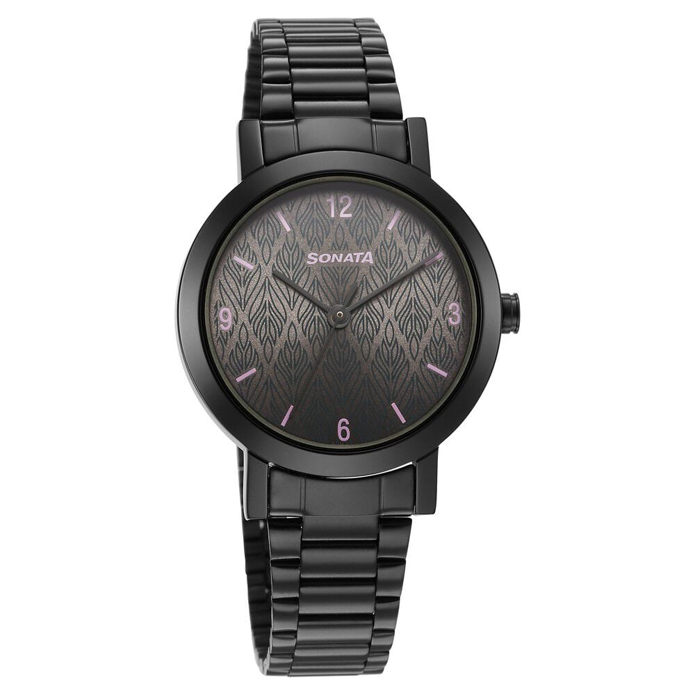 [8174nm01] Sonata Ladies Essentials Grey Dial Stainless Steel Strap Watch for Women