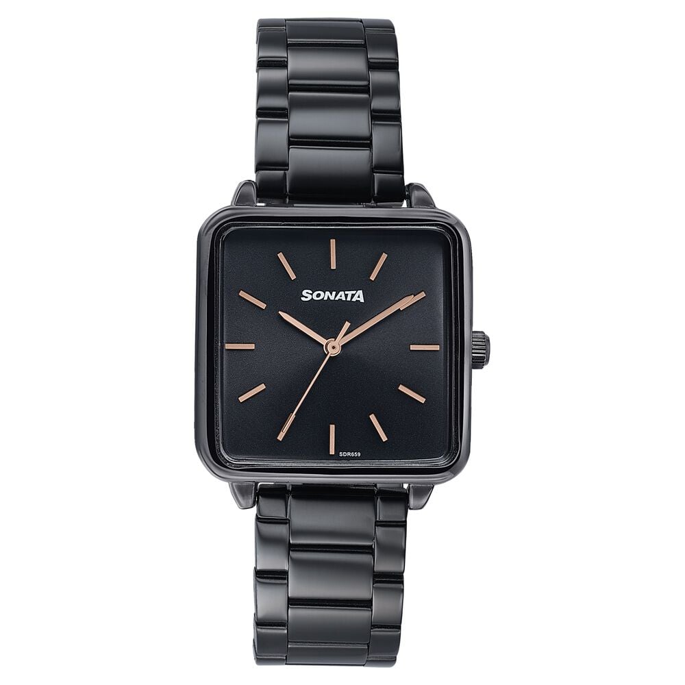 Sonata Wedding Edit Quartz Analog Black Dial Stainless Steel Strap Watch For Women