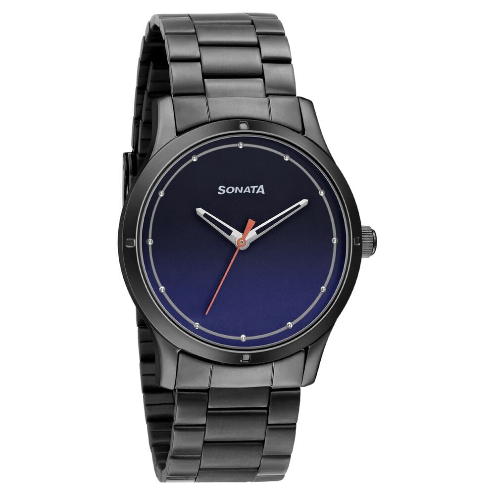 Sonata Women of Steel Blue Dial Stainless Steel Strap Watch for Women