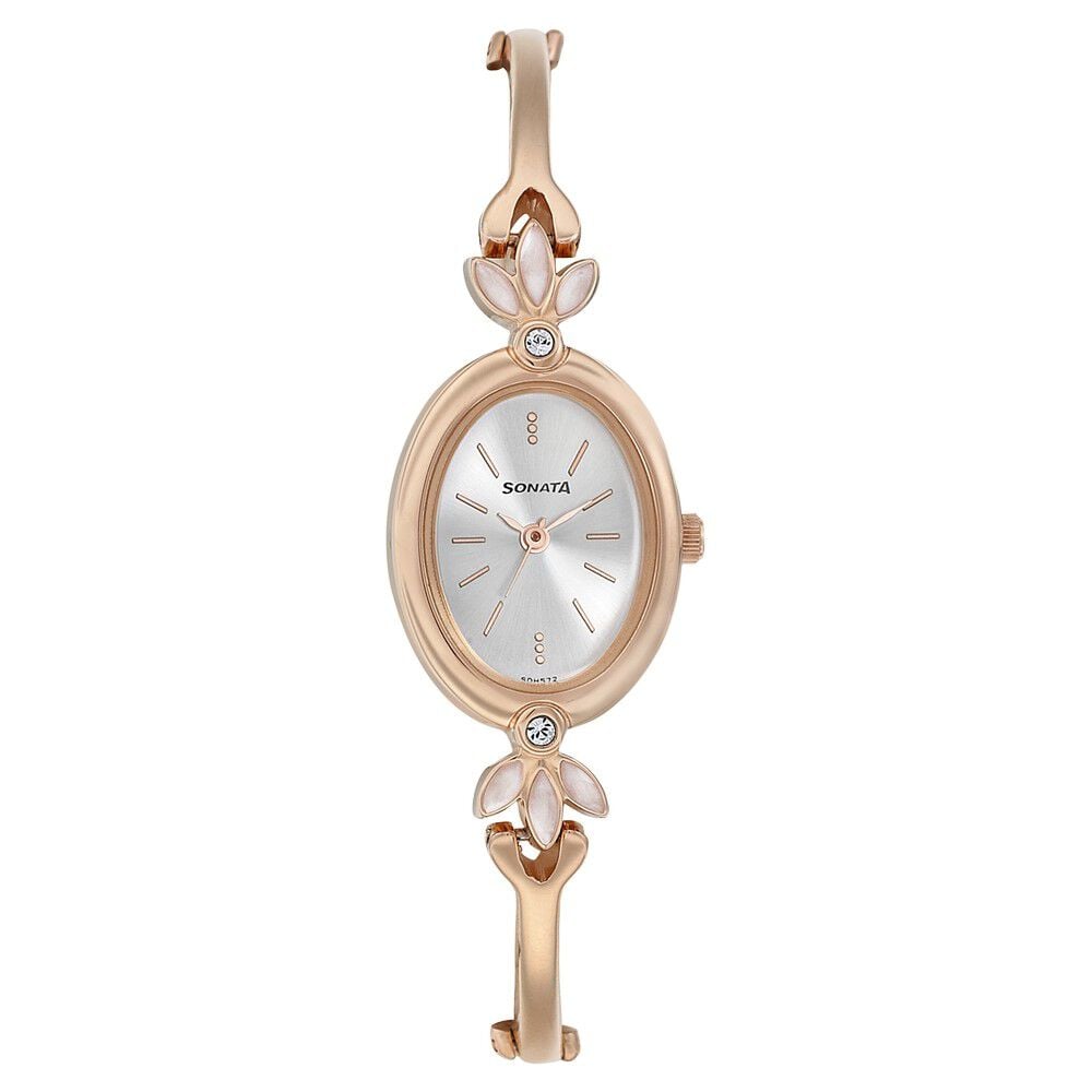 [8091wm01] Sonata Blush Silver Dial Women Watch With Metal Strap