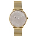 Sonata Sleek Gold-Toned Mesh Bracelet Watch with Minimal Sundial Dial and Arabic Numerals