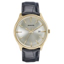 Sonata Wedding Edit Quartz Analog with Date Golden Dial Leather Strap Watch For Men