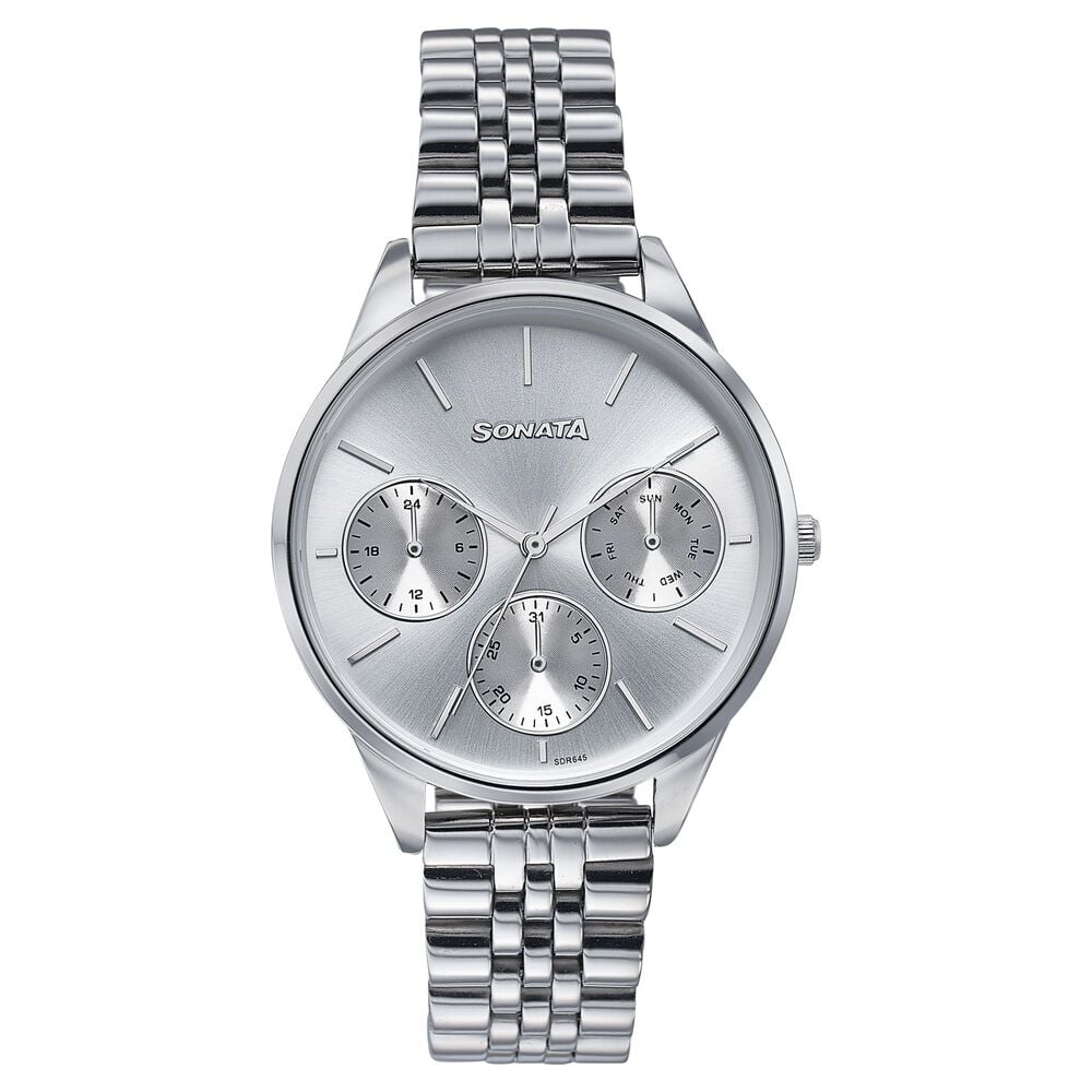 Sonata Wedding Edit Quartz Multifunction Silver Dial Stainless Steel Strap Watch For Women