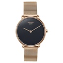 Sonata Sleek Quartz Analog Black Dial Rose Gold Stainless Steel Strap Watch for Women