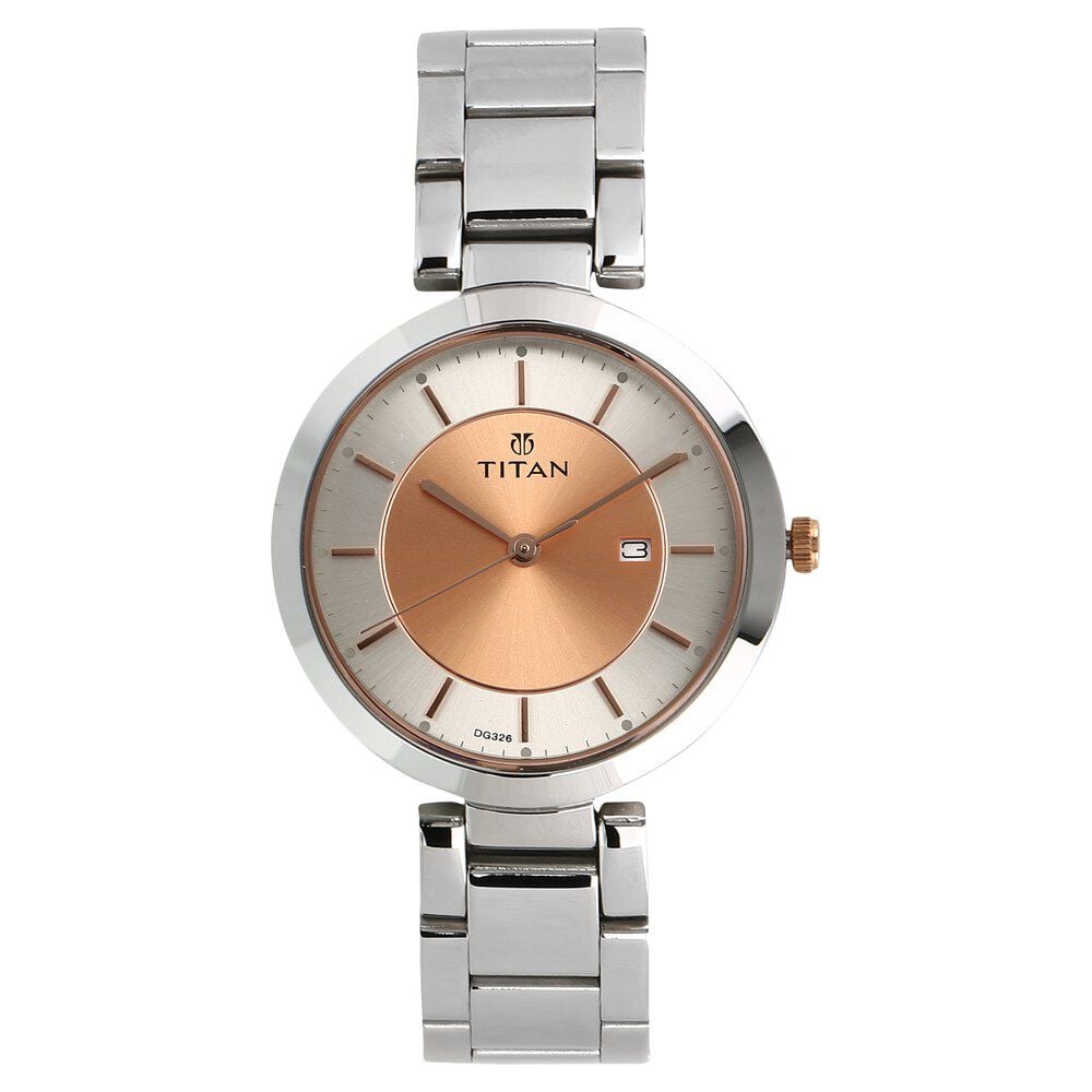 [2480km01] Titan Workwear Rose Gold Dial Analog Stainless Steel Strap watch for Women