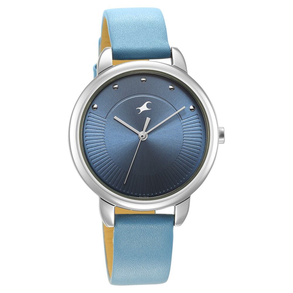 [6282sl01] Fastrack Stunners Quartz Analog Blue Dial Leather Strap Watch for Girls