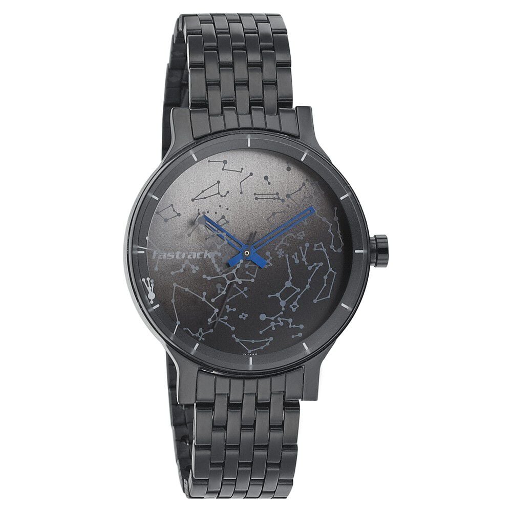 Fastrack Space Rover Quartz Analog Black Dial Stainless Steel Strap Watch for Girls