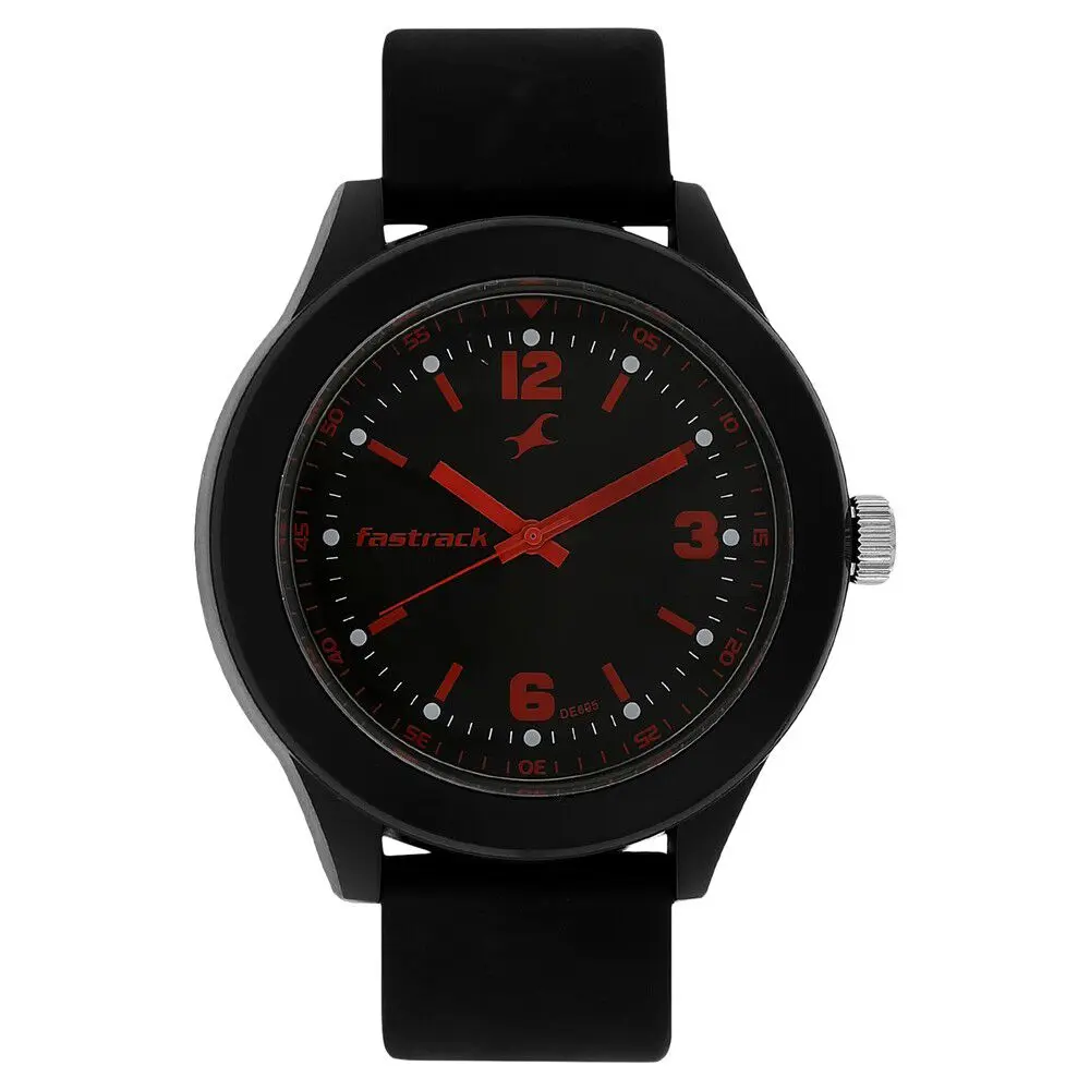 Fastrack Tees Quartz Analog Black Dial Polyurethane Strap Unisex Watch
