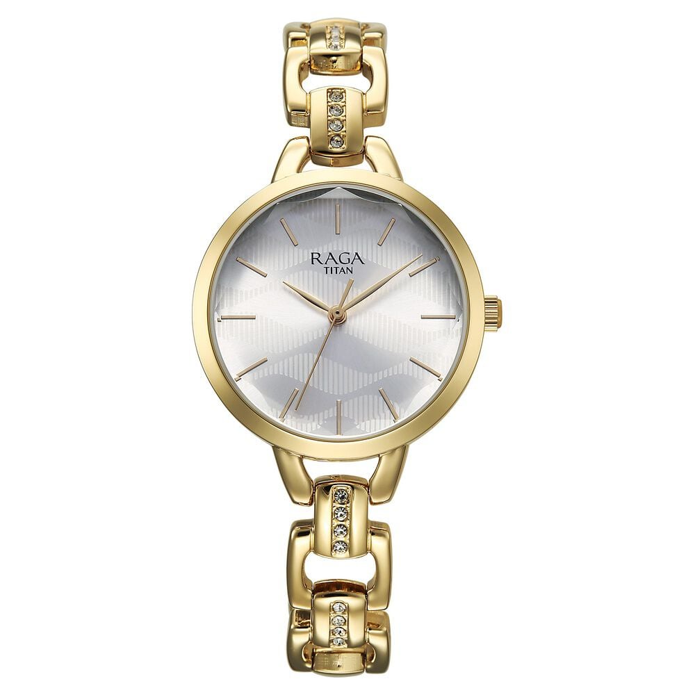 [95352YM01] Titan Raga Showstopper Quartz Analog Silver Dial Metal Strap Watch For Women
