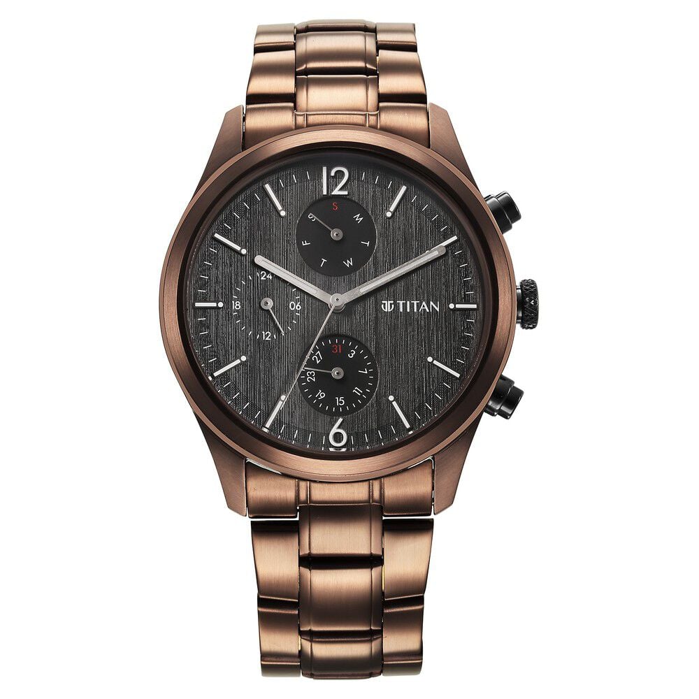 [1805KM08] Titan Neo SplashBlack Dial Quartz Multifunction Stainless Steel Strap watch for Men
