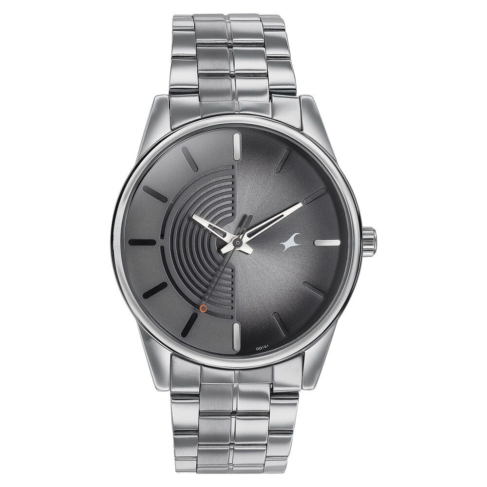 [3305sm02] Fastrack Stunners Quartz Analog Grey Dial Stainless Steel Strap Watch for Guys