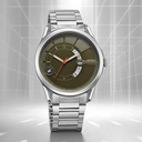 Fastrack Groove Quartz Analog with Date Green Dial Silver Stainless Steel Strap Watch For Guys