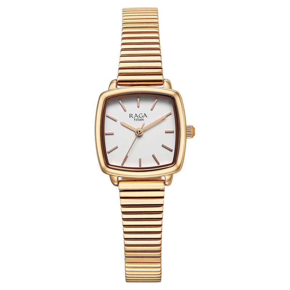 [95355wm01] Titan Raga Showstopper Quartz Analog White Dial Metal Strap Watch For Women