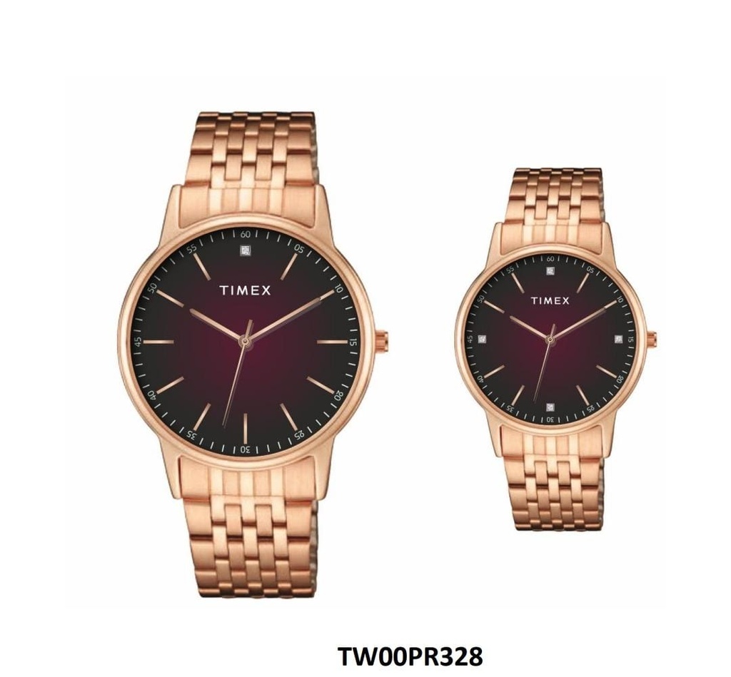 [TW00PR328] TIMEX Pairs Maroon Round Dial Analog Watch - TW00PR328