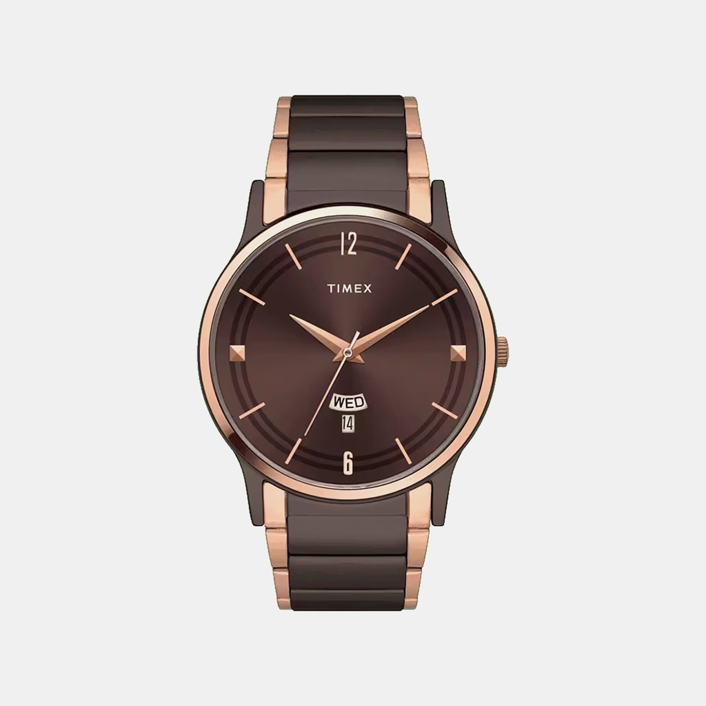 Timex Trendline Men Quartz Brown Dial Analog Stainless Steel Watch TW000R464