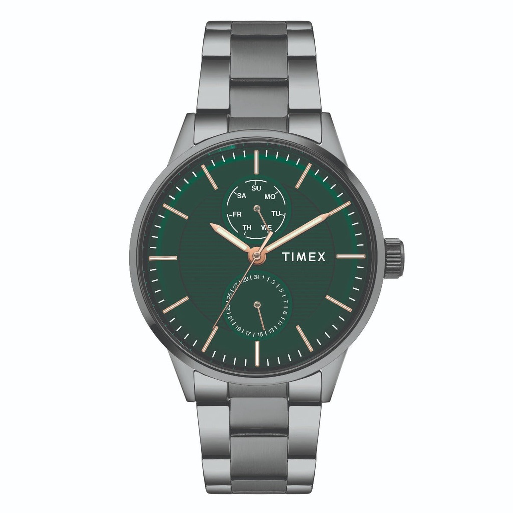 Timex Fashion Men's Green Dial Round Case Multifunction Function Watch -TWEG19905