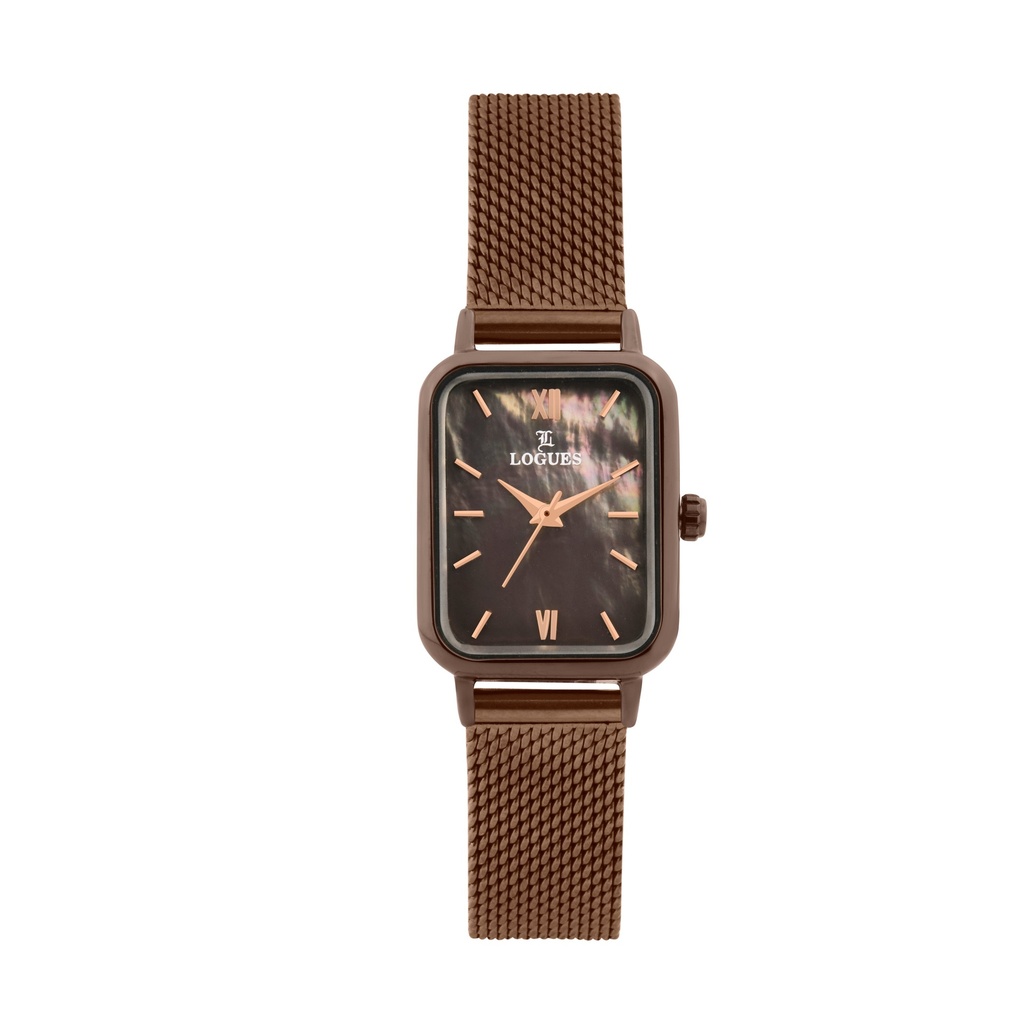 [L6211CZ-05] Logues Quartz Analogue Brown Dial Brown Mesh Strap Watch For Women