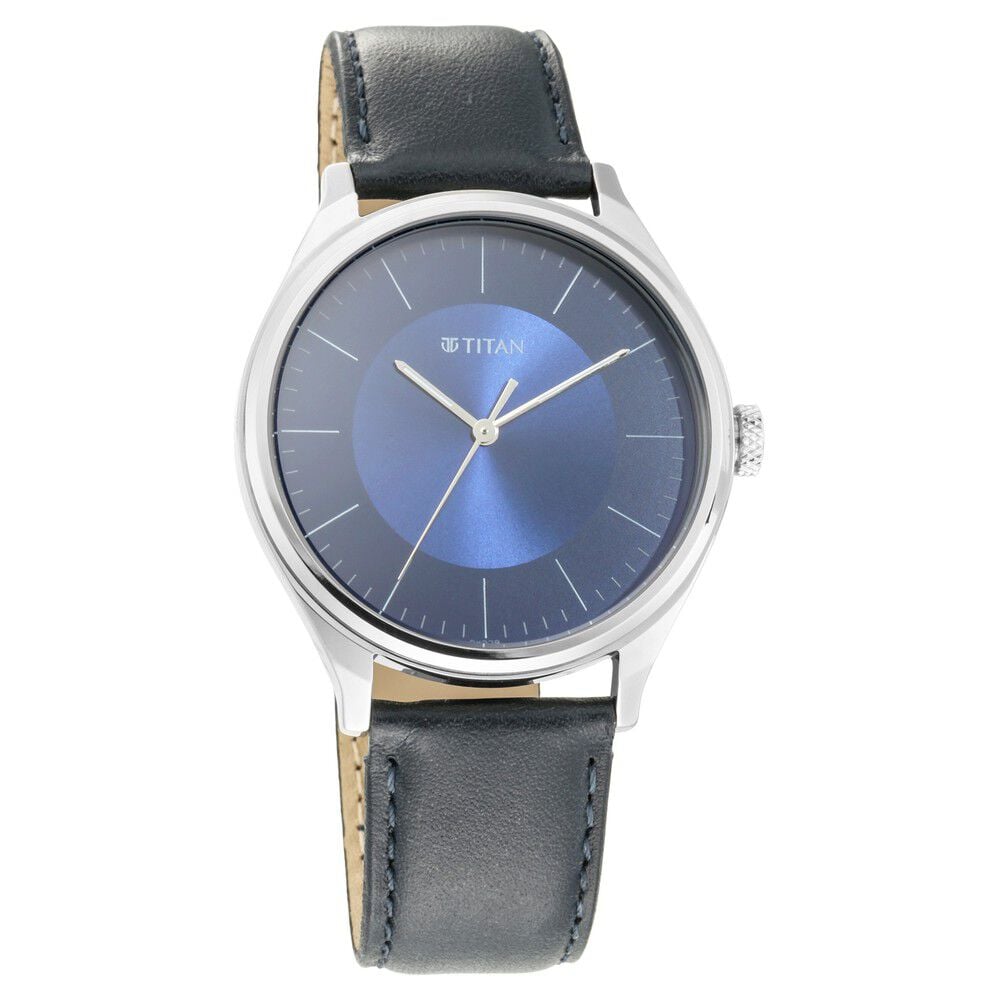 [1802SL06] Titan Men's Urban Edge Lustrous Blue Dial Leather Watch