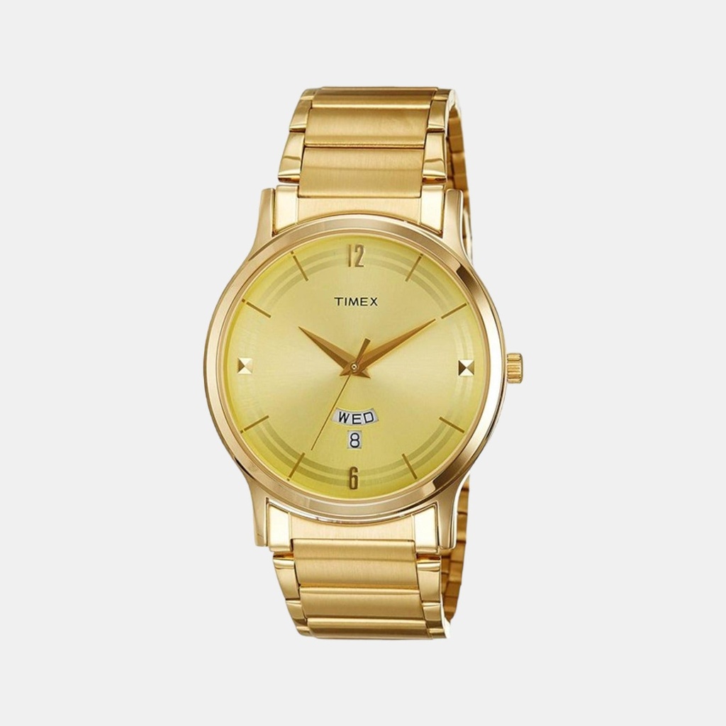 Timex Trendline Men Quartz Gold Dial Analog Stainless Steel Watch TI000R421