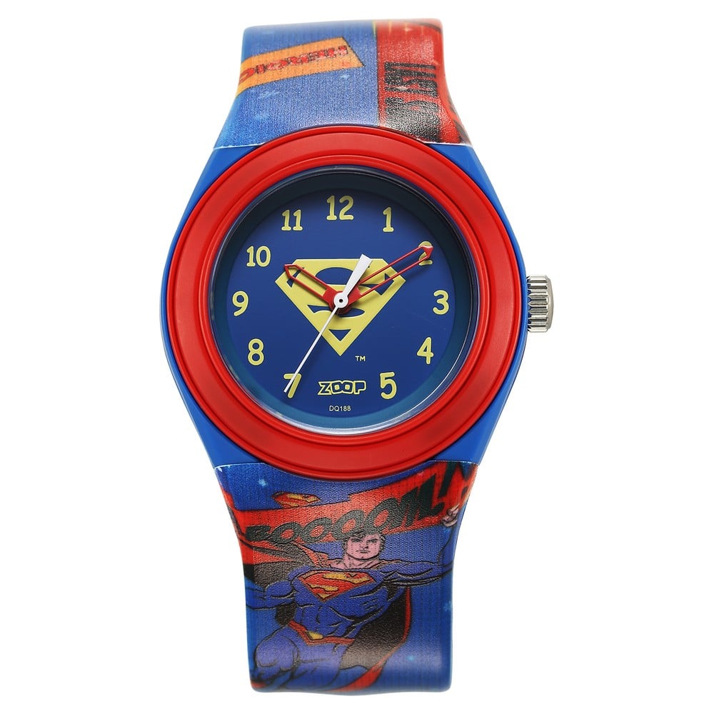 [C4048PP56] Zoop Justice League Superman Analog Watch with Blue Dial & Multicoloured Strap for Boys Kids, from House of Titan