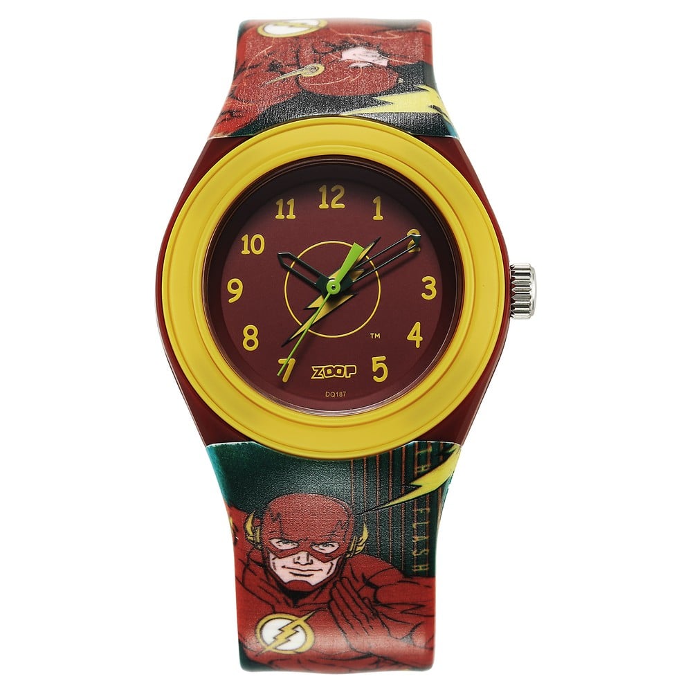 Zoop Justice League Flash Analog Watch with Red Dial & Multicoloured Strap for Boys Kids, from House of Titan