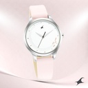 Fastrack Stunners Quartz Analog White Dial Leather Strap Watch for Girls