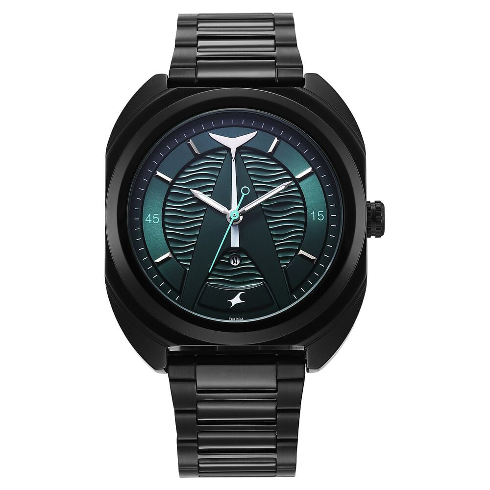 Fastrack Oceanyx Quartz Analog with Date Green Dial Black Strap Watch For Guys
