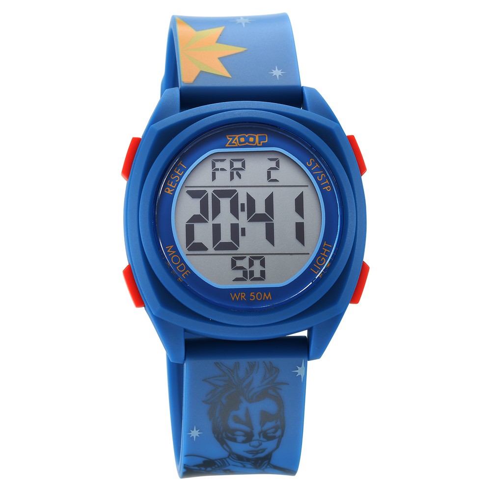 [16025pp04] Zoop Captain Marvel Digital Watch with Digital Dial & Blue Strap for Boys Kids, from House of Titan
