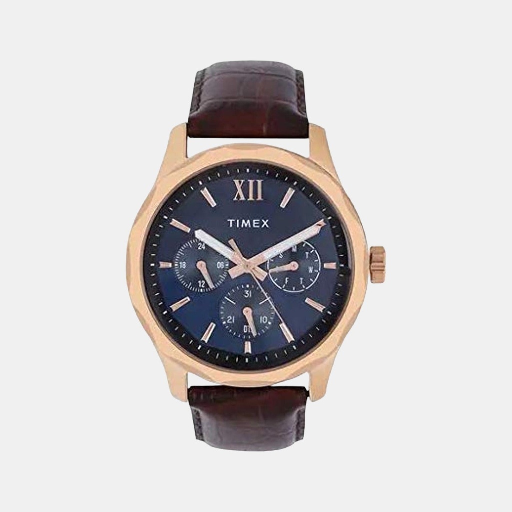 Timex Signio Men Quartz Blue Dial Multi-Function Leather Watch TW0TG7601