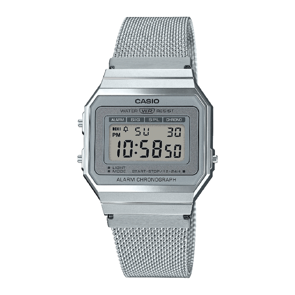 Casio Vintage Unisex Quartz Silver Dial Digital Stainless Steel Watch D170