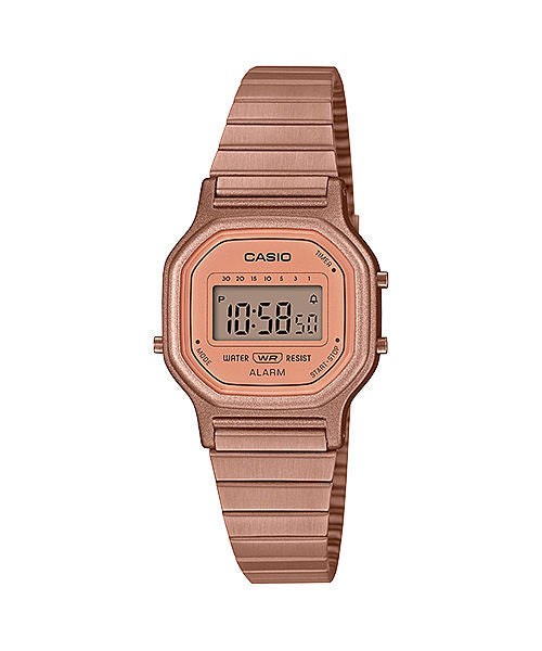 Casio Vintage Women Quartz Rose Gold Dial Digital Stainless Steel Watch D217