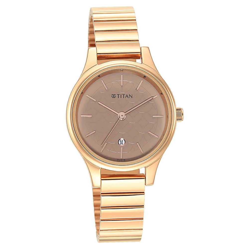 [2679WM01] Titan Karishma Brown Dial Metal Strap Watch for Women