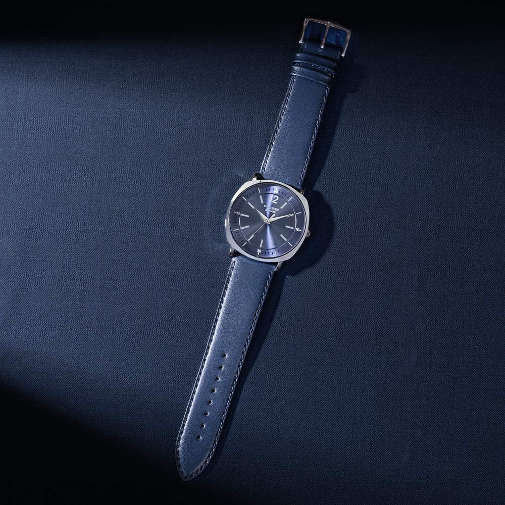 [sp70002sl04] Sonata Poze Quartz Analog Blue Dial Blue Leather Strap Watch For Men