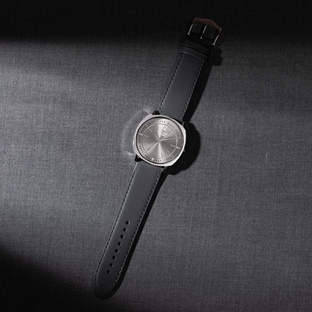 [sp70002sl05] Sonata Poze Quartz Analog Grey Dial Grey Leather Strap Watch For Men