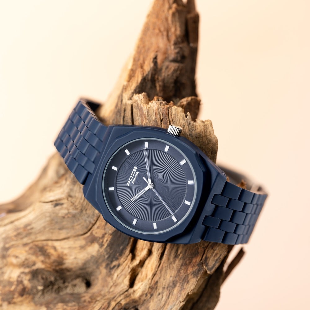 [sp70073km01] Sonata Poze Quartz Analog Blue Dial Blue Metal Strap Watch For Men