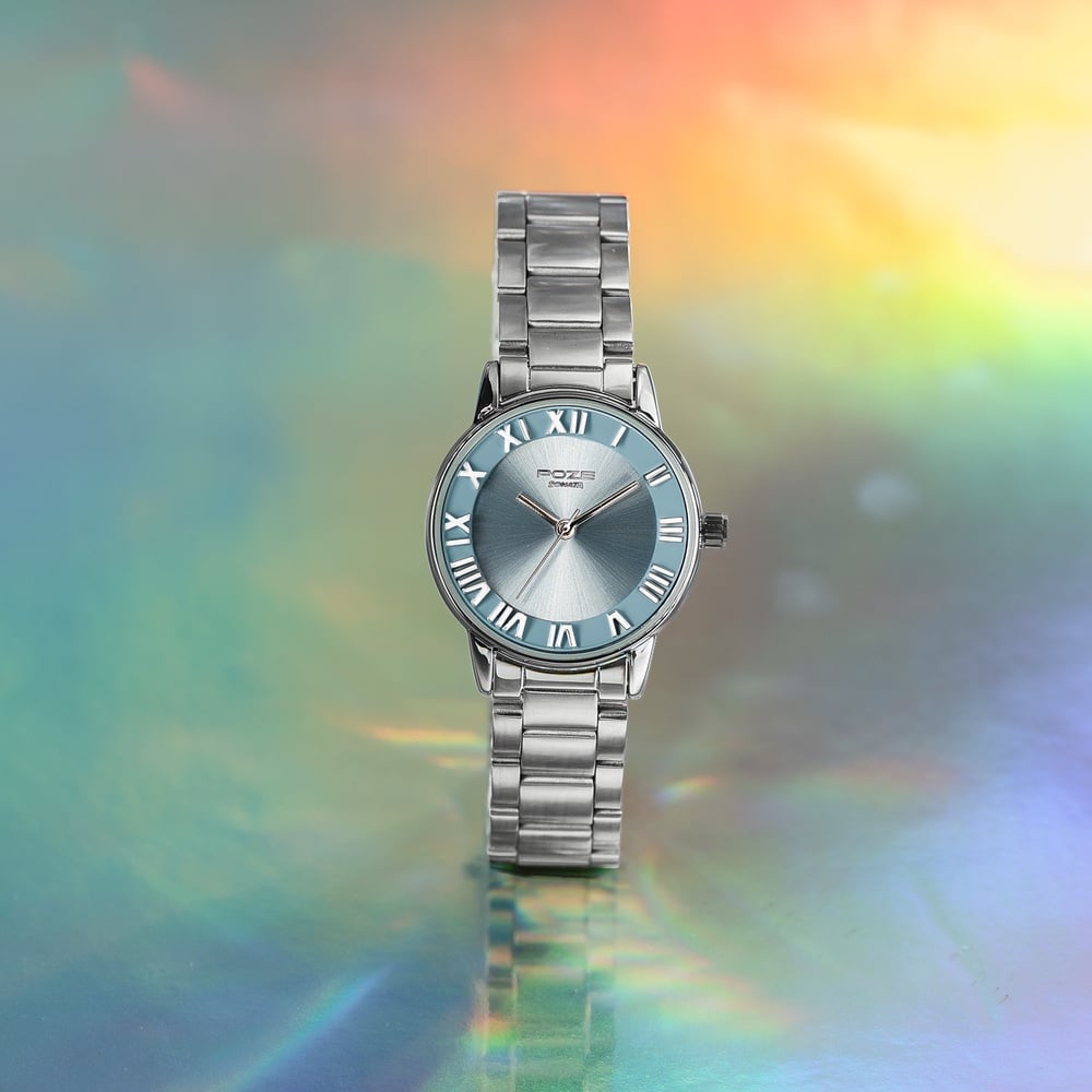 [sp80128sm02] Sonata Poze Quartz Analog Blue Dial Silver Metal Strap Watch For Women