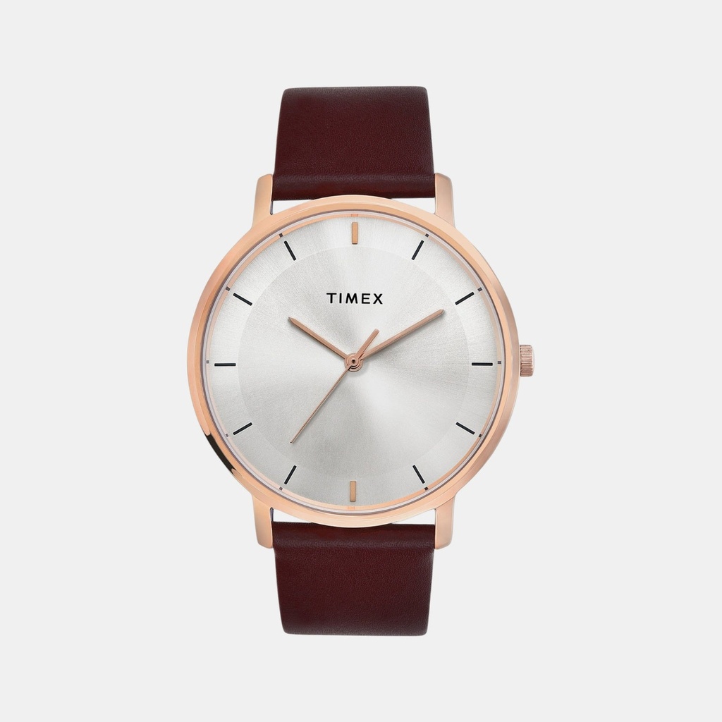 Timex Trendline Men Quartz Silver Dial Analog Leather Watch TW0TG8014