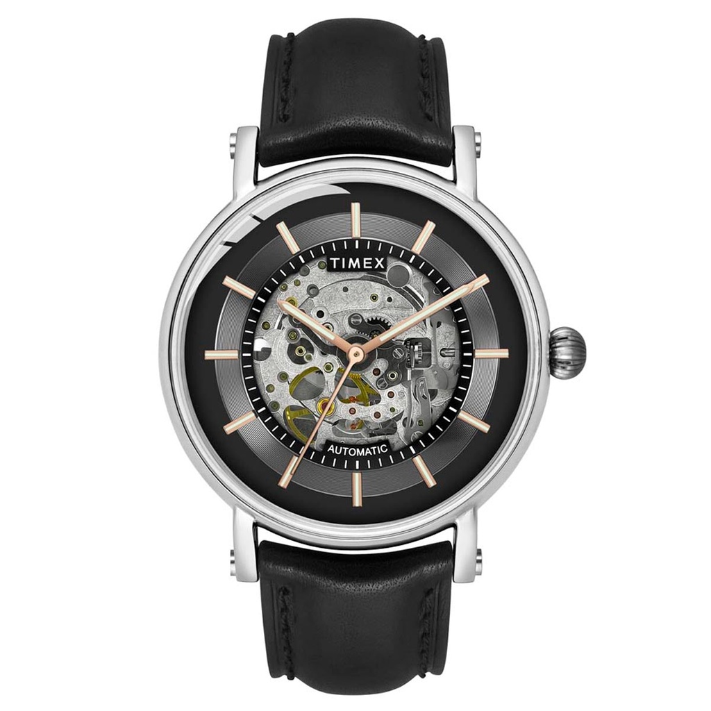 [TWEG16716] Timex E Class Men's Black Dial Round Case Automatic Function Watch -TWEG16716