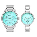 TIMEX Blue Round Dial Analog Pair's Watch - TW00PR326