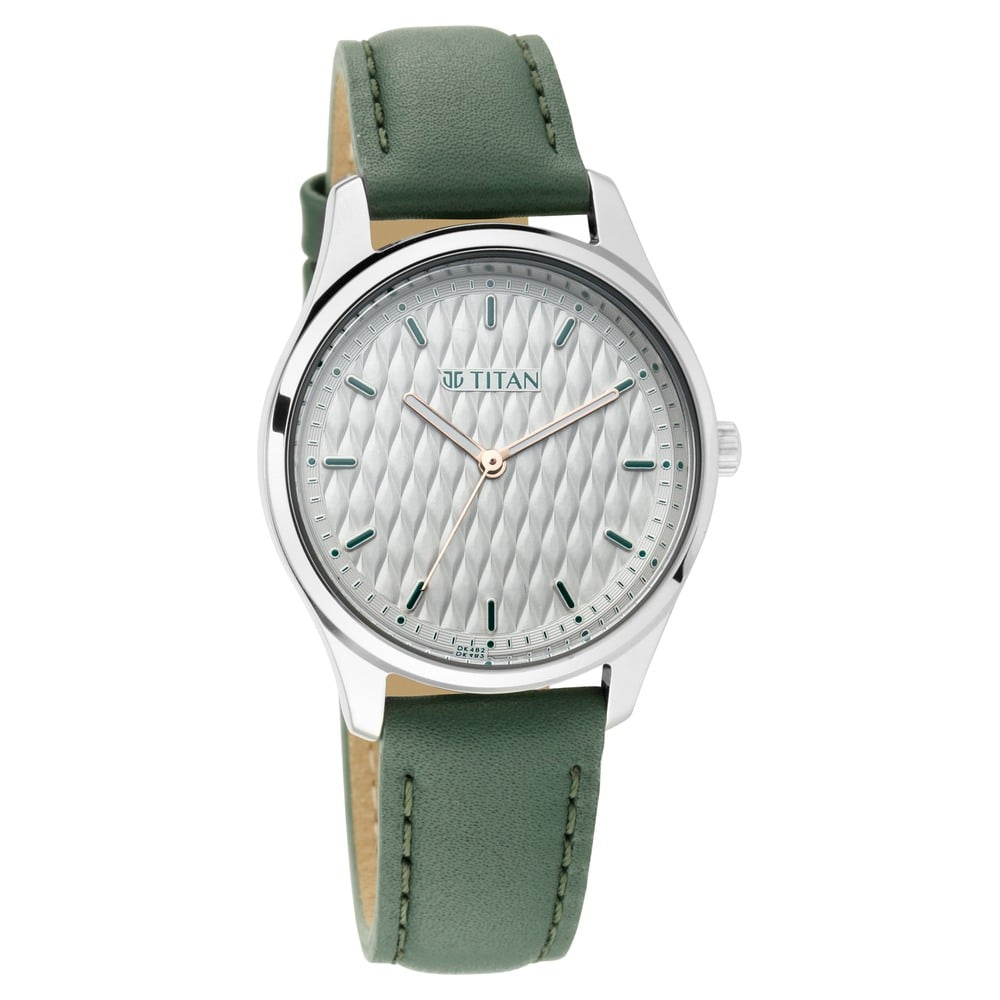 [2639sl04] Titan Workwear White Dial Analog Leather Strap watch for Women